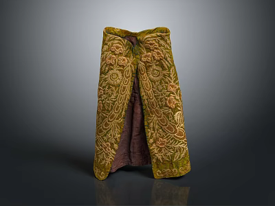 Elegant Golden Robe With Intricate Embroidered Patterns And Dark Lining 3d model