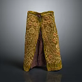 Elegant Golden Robe With Intricate Embroidered Patterns And Dark Lining