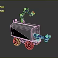 Mobile Robot Featuring Multiple Blue Robotic Arms And Wheeled Industrial Base 3d model