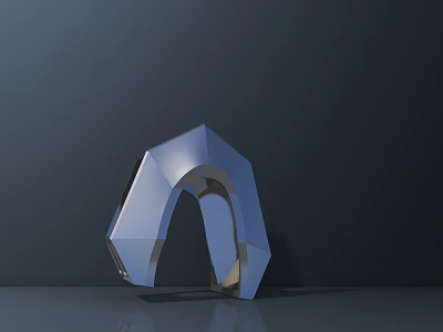 Unique Modern Geometric Single Chair With Metallic Finish And Dark Background 3d model