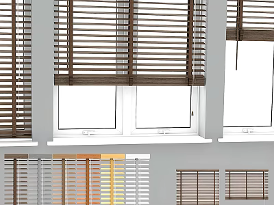 Wooden And Fabric Window Blinds In Various Styles For Home Windows 3d model