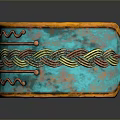 Handcrafted Turquoise Blue Cuff Bracelet With Orange Edges And Wavy Patterns