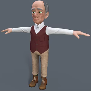 Cartoon old man grandpa 3d model