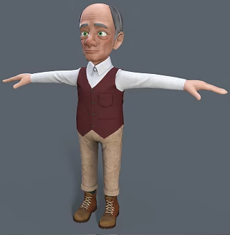 Cartoon old man grandpa 3d model