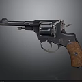 Classic Revolver With Wooden Grip And Metallic Cylinder Design Details