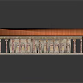 Ancient Greek Temple Building With Orange Roof Pink Columns And Gold Capitals