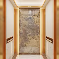 Luxurious Interior Decorative Marble Wall With Golden Frame And Natural Texture 3d model