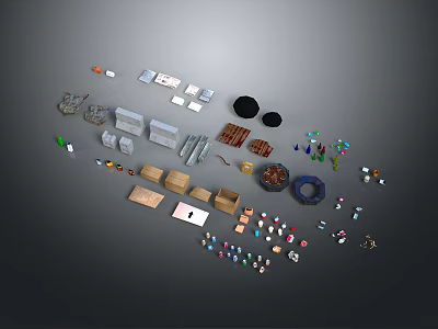 Scene Building Components With Various Shapes Basic Modules And Decorative Elements 3d model