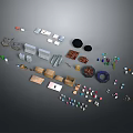 Scene Building Components With Various Shapes Basic Modules And Decorative Elements