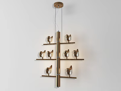 Modern Decorative Chandelier With Bird Shaped Accents And Metal Frame 3d model