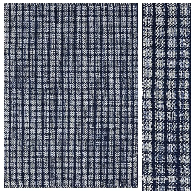 Blue And White Checkerboard Square Rug With Woven Texture And Geometric Design 3d model 