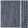 Blue And White Checkerboard Square Rug With Woven Texture And Geometric Design