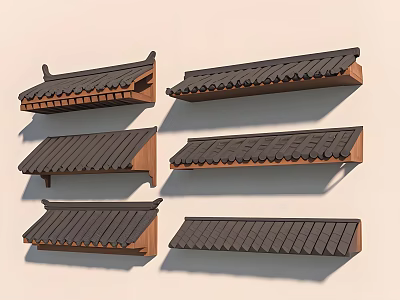 Various Roof Garden Designs With Tile Roofs And Wooden Architectural Elements 3d model