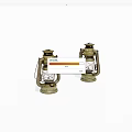 Two Vintage Kerosene Lamps With Metal Frames And Glass Shades For Decor