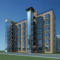 Modern Multistory Apartment Building Exterior With Glass Curtain Walls Brown Facade And Balconies