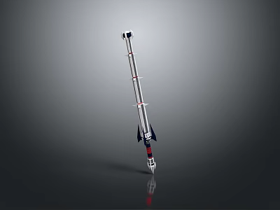 Space Rocket Model With Multistage Design Silver Body Red Accents And Vertical Standing 3d model