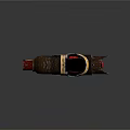 Futuristic Sci Fi Weapon With Red Brown Body And Blue Glowing Multiple Barrels
