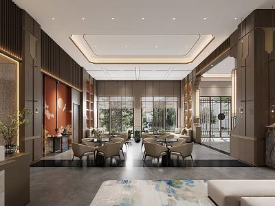 New Chinese Style Sales Office Sales Office Negotiation Area Sales Office Lobby Sales Office Rest Area Negotiation Tables and Chairs Hotel Lobby 3d model
