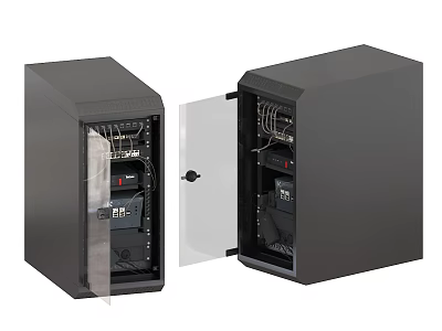 Industrial Equipment Black Enclosures Featuring Transparent Door Open Door Design And Internal Components 3d model