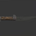 Knife With Wooden Handle Metal Accents And Sharp Polished Blade Surface Reflection