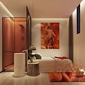 Luxurious SPA Sauna Room With Art Wall And Comfortable Bed