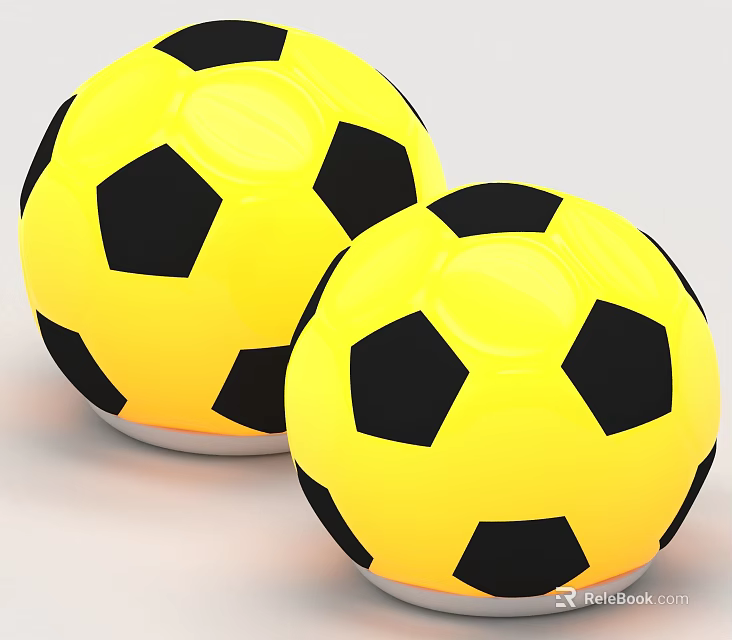 Unique Shaped Table Lamps with Soccer Ball Design in Yellow and Black 3d model 