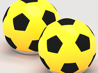Unique Shaped Table Lamps with Soccer Ball Design in Yellow and Black 3d model