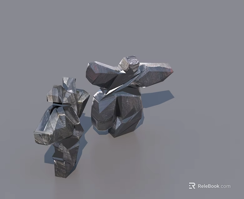 Gray Swing Door With Modern Low Poly Design For Home Interior Spaces 3d model