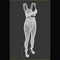 Animal Model Wearing Beige Vest Dark Blue Jeans And High Heels On White Background