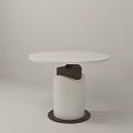 Modern Minimalist Round Coffee Table With White Top And Brown White Base 3d model