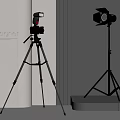 Designer Digital Camera Studio Setup With Tripod And Professional Studio Light For Photography 3d model