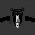Game Movie Character In Black Coat With Mechanical Backpack And Blue Glowing Core