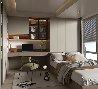 Modern home tatami bedroom 3d model