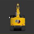 Yellow Construction Excavator With Tracked Undercarriage And Front Loader Bucket 3d model