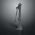 Grayish White Vintage Hand Water Pump With Long Handle Decorative Top And Base