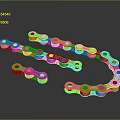 Silver Reflective Automotive Metal Chain Parts with Link Structure on Dark Background