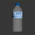 Transparent Water Bottle With Blue Cap And Wave Pattern Label For Daily Use 3d model
