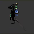 Anthropomorphic Wolf Like 3D Character With Green Glowing Potion Brown Apron And Outstretched Arms