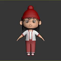 Cute 3D Little Girl Character Wearing Red Beanie Red White Jacket Red Pants White Shoes