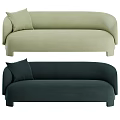 Modern Multi-seat Sofa in Light Green and Light Beige with Comfortable Soft Fabric 3d model