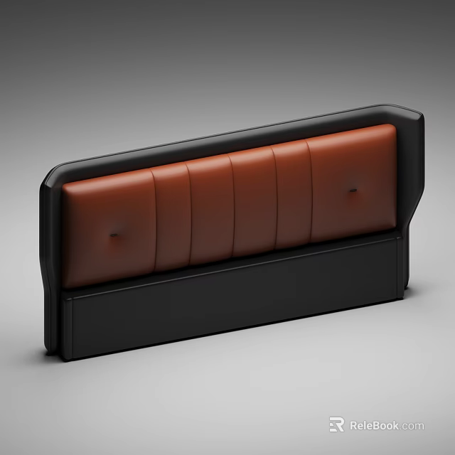 Classic Style Button Tufted Brown And Black Leather Double Bed Headboard 3d model 