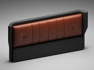 Classic Style Button Tufted Brown And Black Leather Double Bed Headboard 3d model