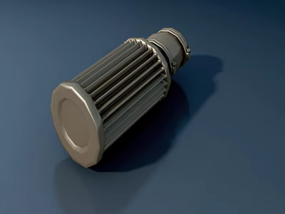 Metal Decorative Ornament Set With Cylindrical Shape And Fin Structure On Dark Blue Background 3d model