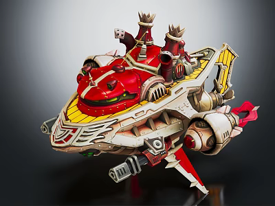 Red And Yellow Sci Fi Smart Machine Featuring Mechanical Structure Detailed Components And Flying Design 3d model