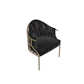 Black Leather Leisure Chair With Gold Metal Frame And Modern Armrest Design