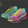 White And Gray Sneakers With Yellow Accents Stripe Design And Air Cushion Sole