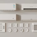 Modern Air Conditioner Fans With Wall Mounted Designs Control Panels And Accessories
