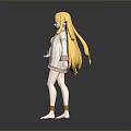 Anime 3D Blonde Elf Character With Braided Pigtails Elf Ears And Green Badge