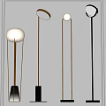 Modern Floor Lamps With White Spherical Shades And Black Gold Metal Bases