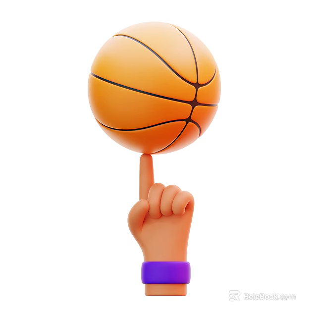 Animated Game Character Hand Spinning Basketball On Index Finger With Purple Sleeve 3d model 